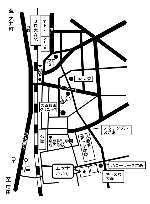 大田区立男女平等推進センター　エセナおおたへの地図