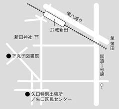 矢口区民センター　多目的室への地図